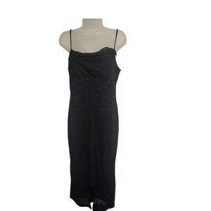 Vintage Y2K Rampage Black Sparkle Spaghetti Strap Cowl Neck Maxi Dress Women's L